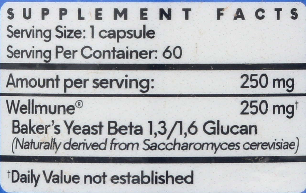 Dietary Beta Glucan 250mg Immune Support 60 Count