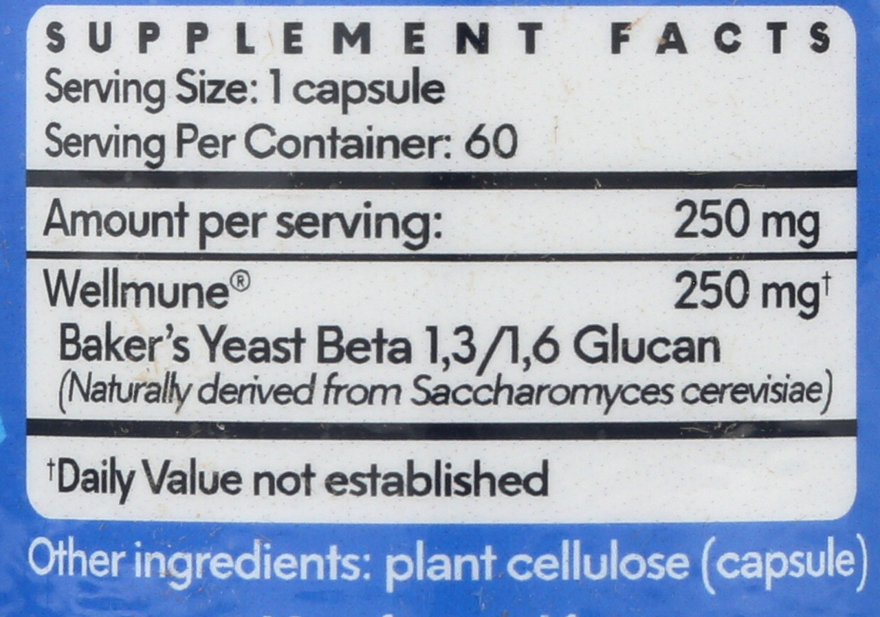 Dietary Beta Glucan 250mg Immune Support 60 Count