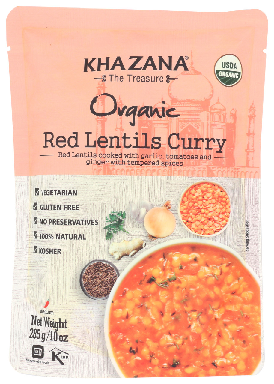 Khazana Organic Ready To Eat Lentils Curry Vegetarian, Gluten Free, Organic, Kosher 285 Gram