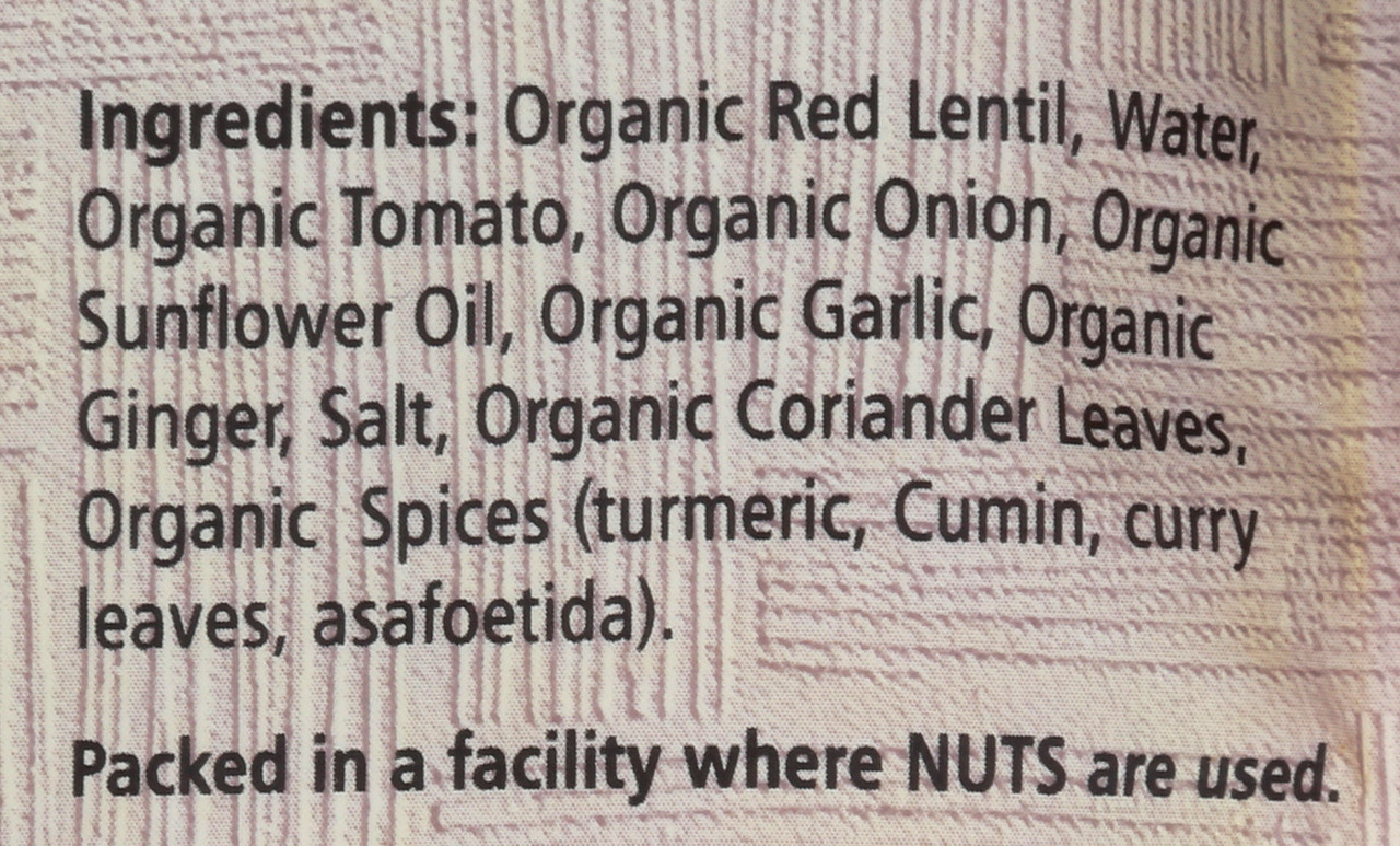 Khazana Organic Ready To Eat Lentils Curry Vegetarian, Gluten Free, Organic, Kosher 285 Gram