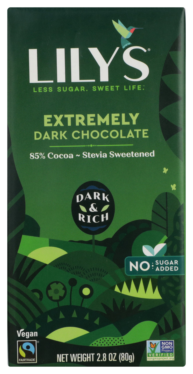 85% Extremely Dark Chocolate Bar Stevia Sweetened Stevia Sweetened 2.8oz