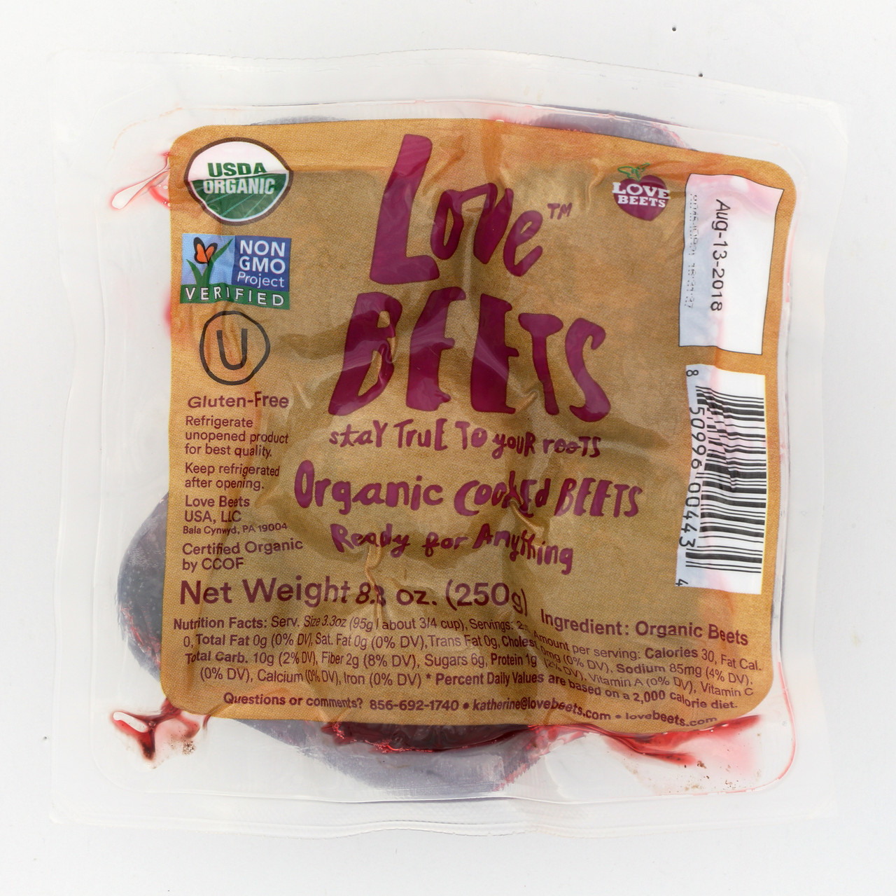 Organic Cooked And Peeled Beets Vaccum Sealed 8.8oz