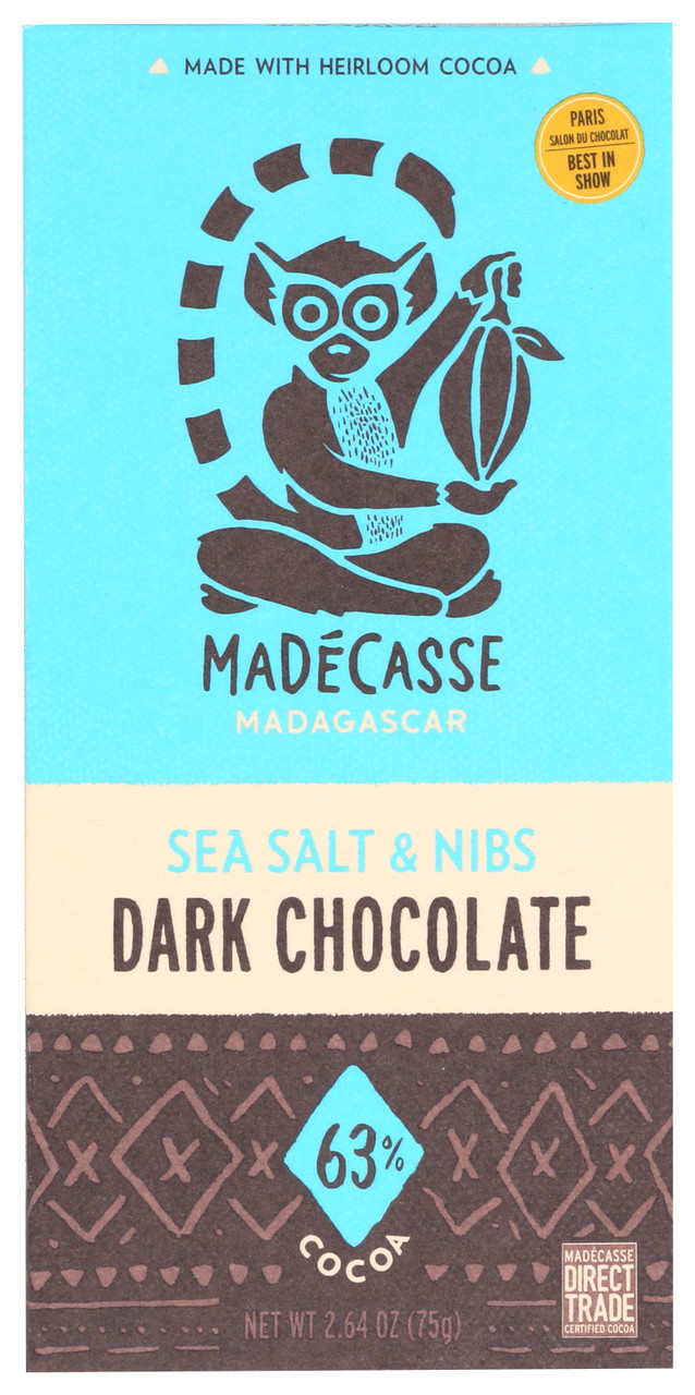 Dark Chocolate Sea Salt & Nibs 63% Cocoa 2.64oz