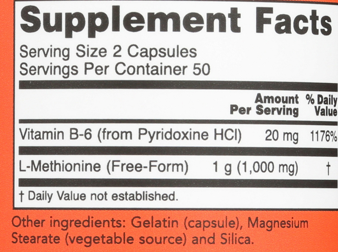 L-Methionine 500 mg - 100 Capsules