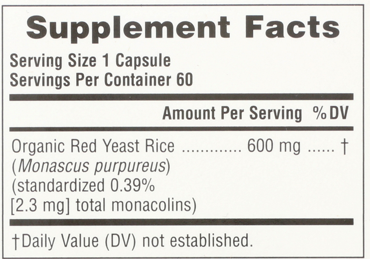 Sol Garden Red Yeast Rice 600mg Caps 60 Nutritional Support For Overall Well-Being 60 Count