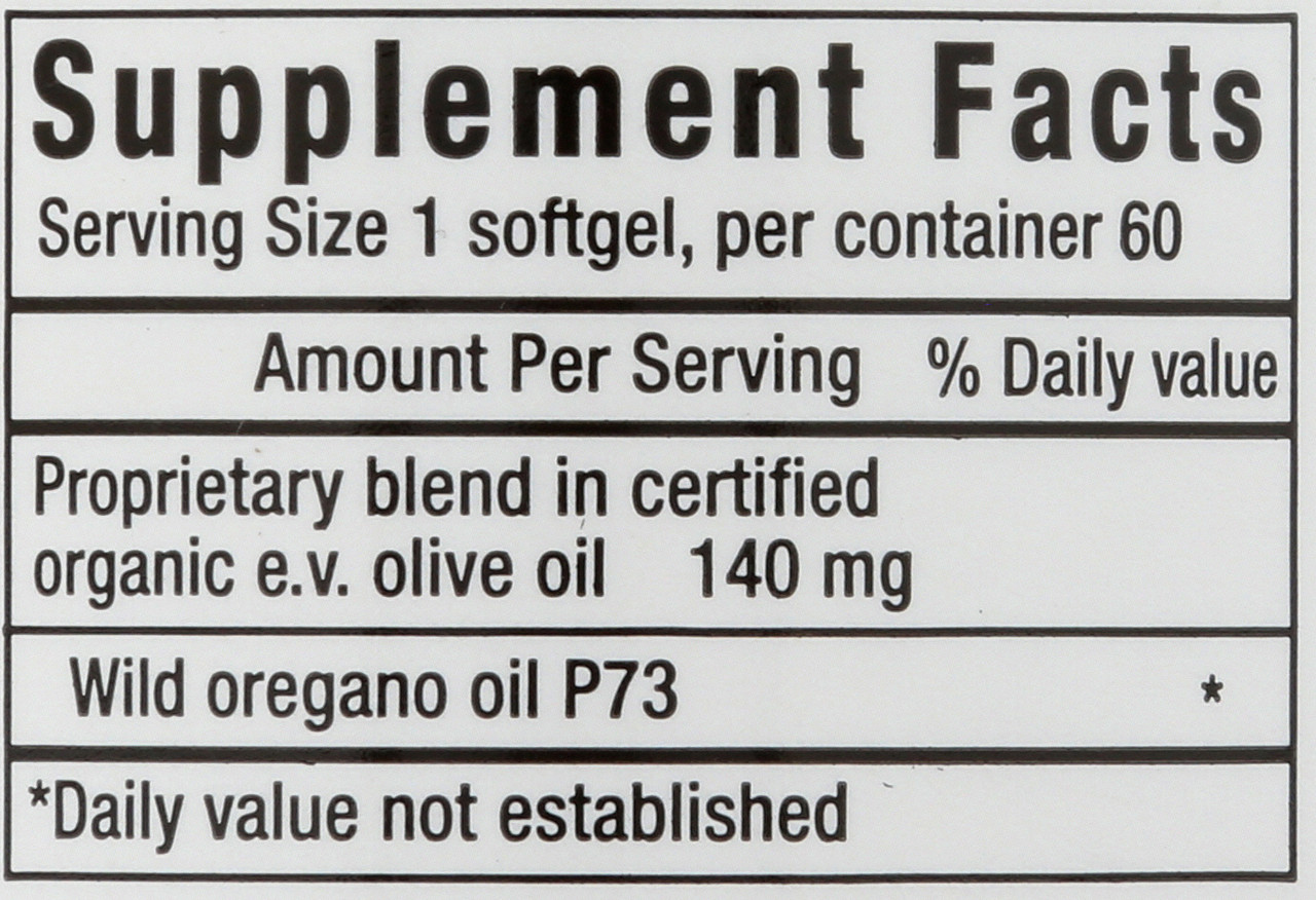 Dietary Oreganol P73 S Strength Wild Mediterranean Oil Of Oregano P73 60 Count