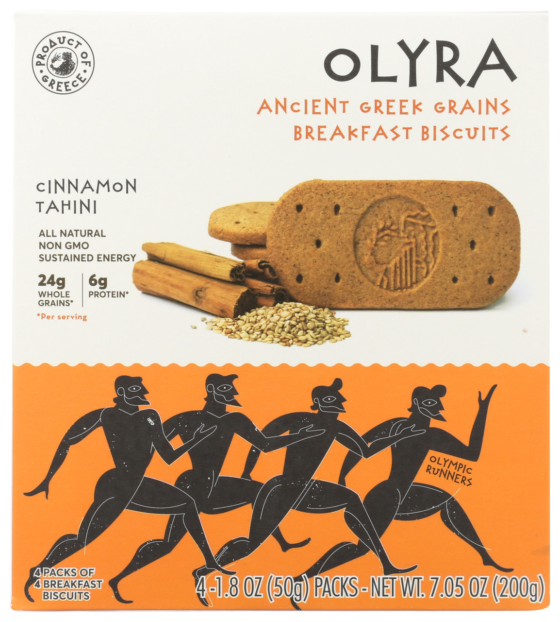 Ancient Greek Grains Breakfast Biscuits Cinnamon Tahini - Olympic Runners 4 Count
