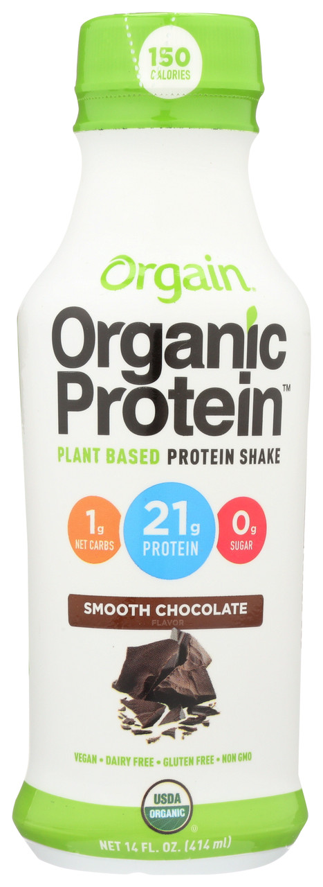 Plant Based Protein Shake Smooth Chocolate Organic Protein 14oz