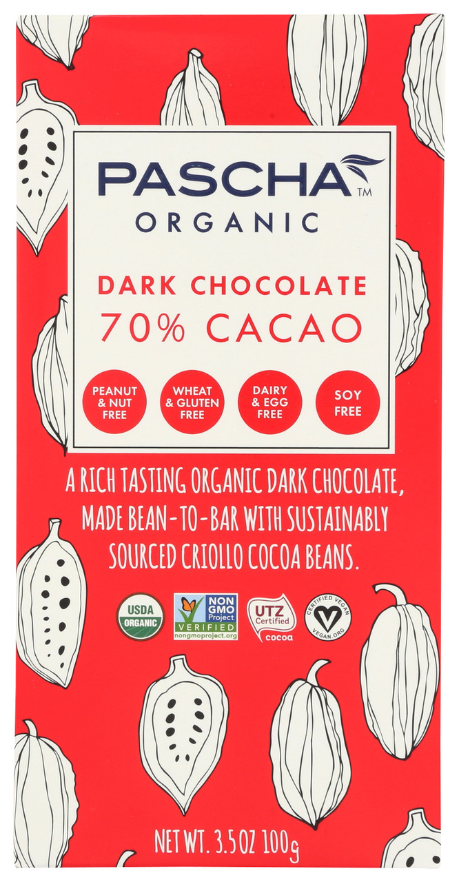 Dark Chocolate 70% Cacao Dark Chocolate Organic 3.5oz