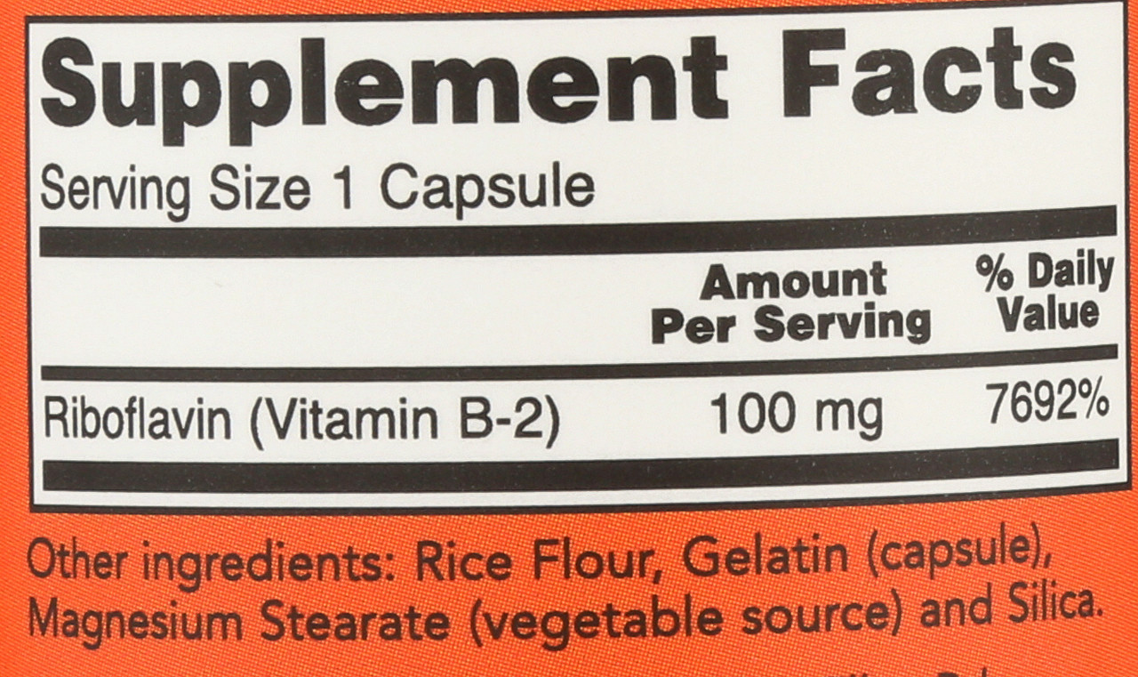 Vitamin B-2 (Riboflavin) 100mg - 100 Capsules