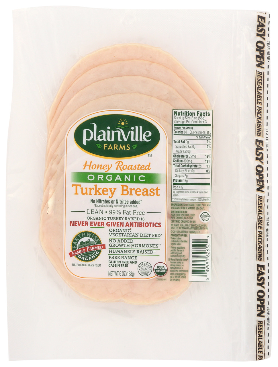 Presliced Deli Meat Honey Roasted Turkey Breast Organic 6oz