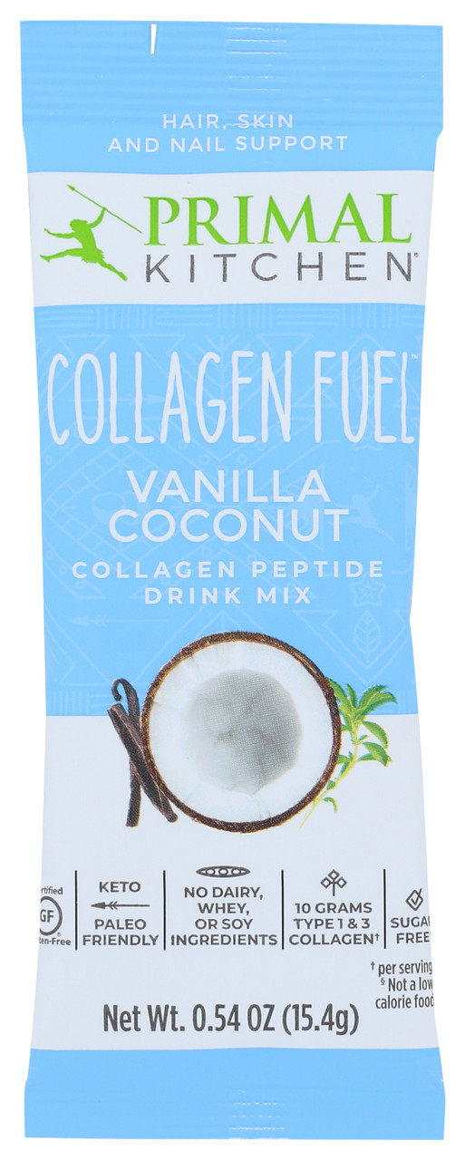 Packet Vanilla Coconut Collagen Protein Vanilla Coconut Collagen Single Collagen Fuel Vanilla Coconut Tray Of Single Serve Stick Packs (12) .54oz