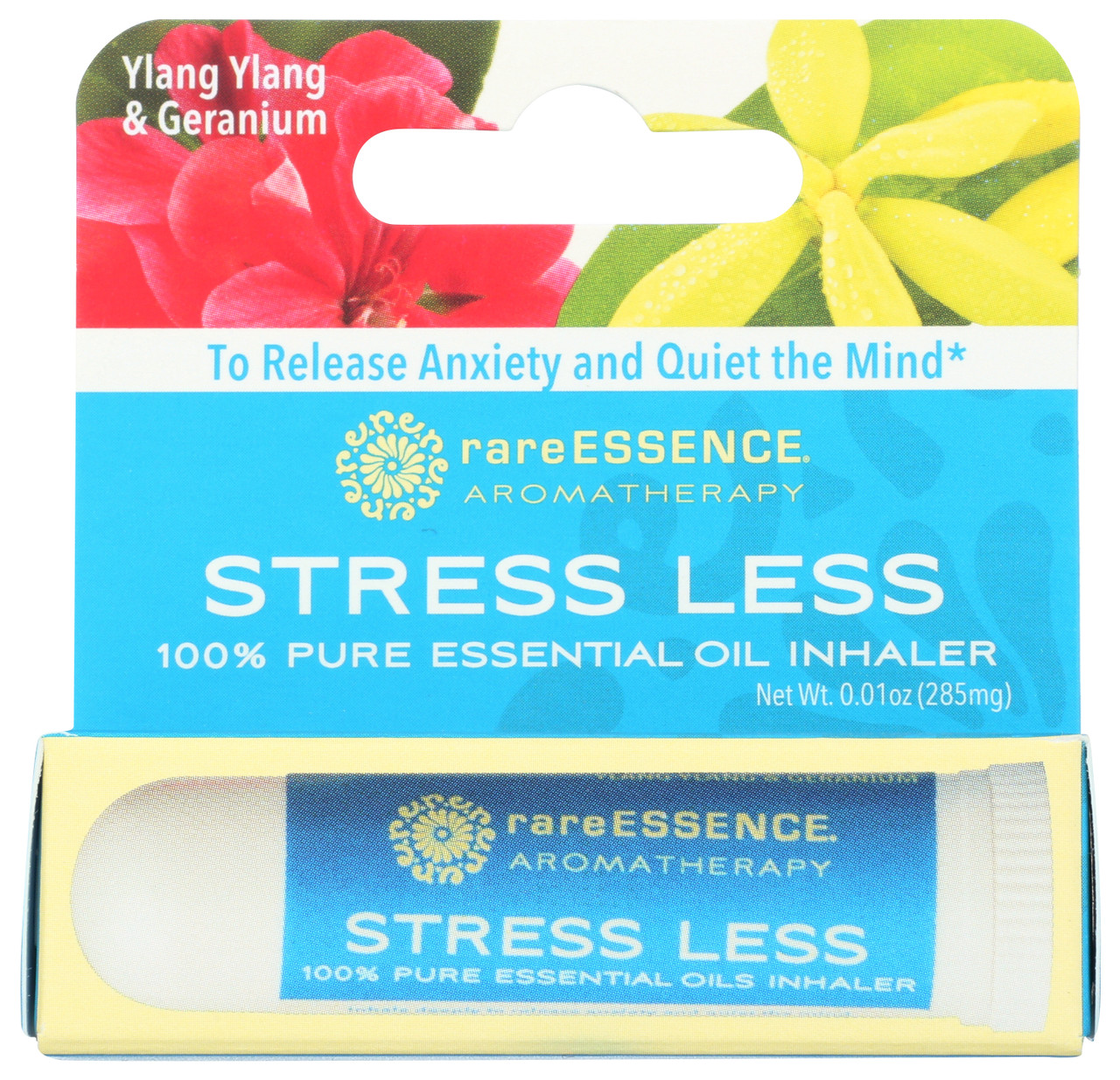Stress Less Aromatherapy Inhaler Ylang Ylang & Geranium Essential Oil Inhaler .01oz