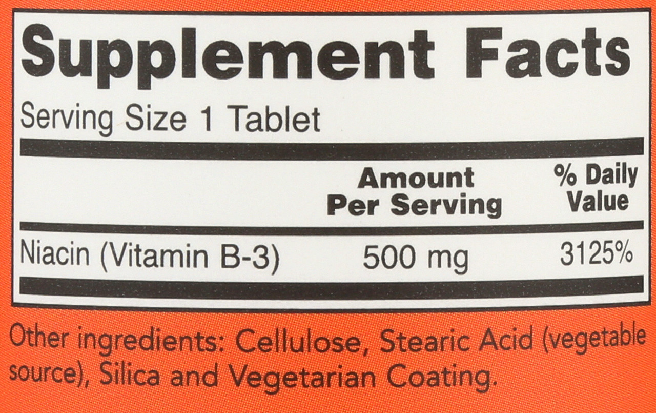 Niacin 500 mg - 100 Tablets