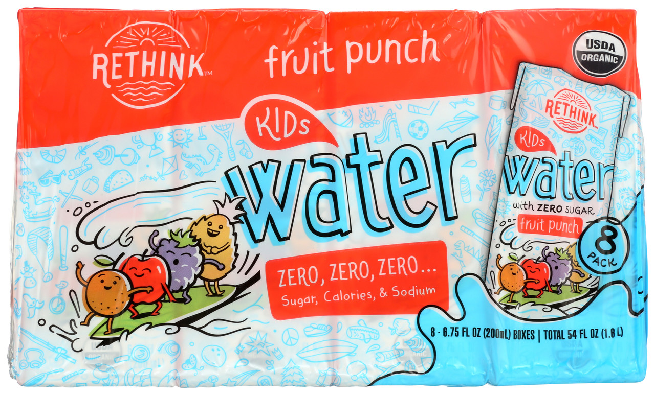 Kids Organically Flavored Fruit Punch Water Sugar Free, Sodium Free, Calorie Free Water In Enviromentally Friendly, Biodegradable Carton 8 Count
