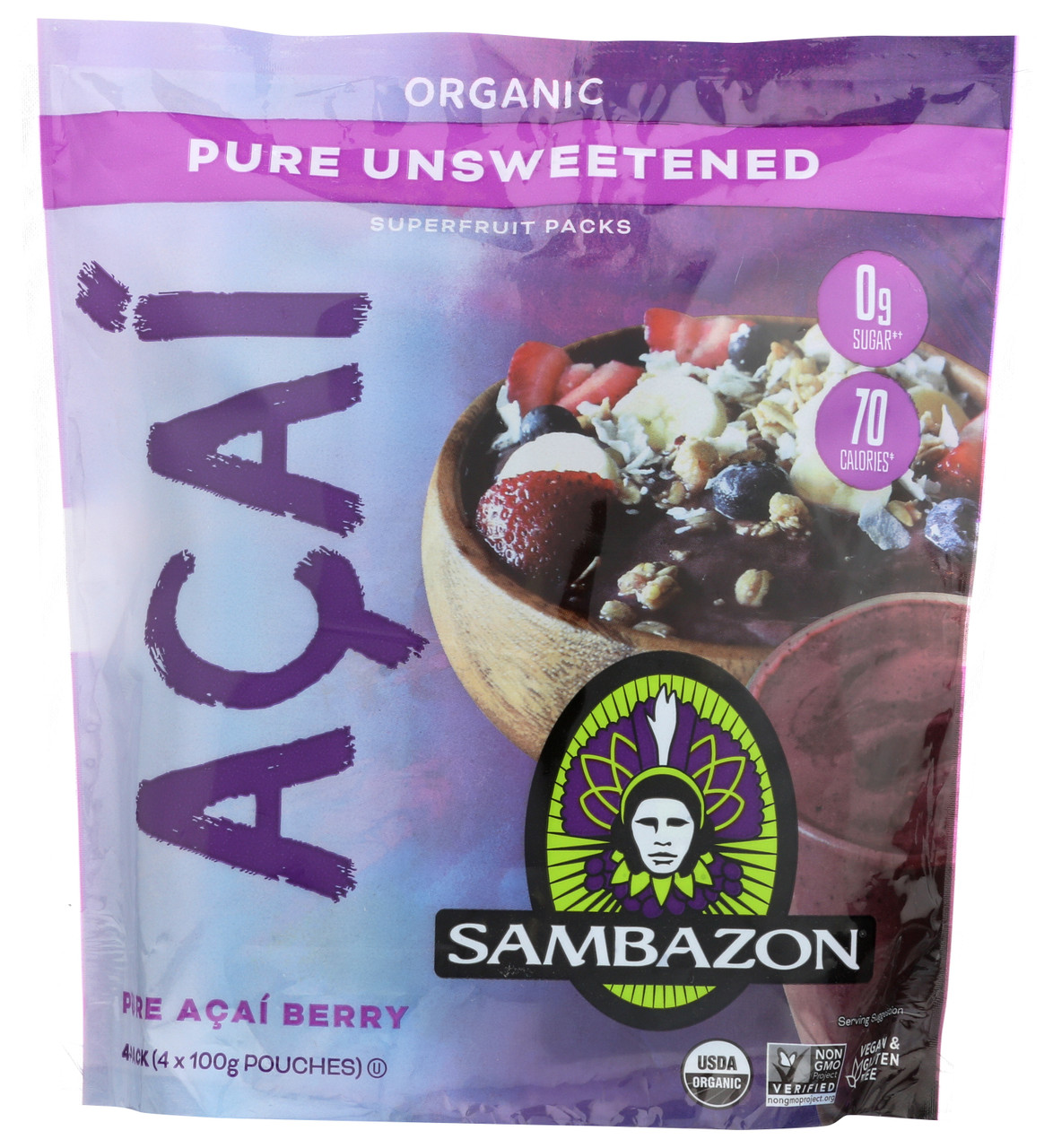 Açai Pure Unsweetened Organic 4 Count