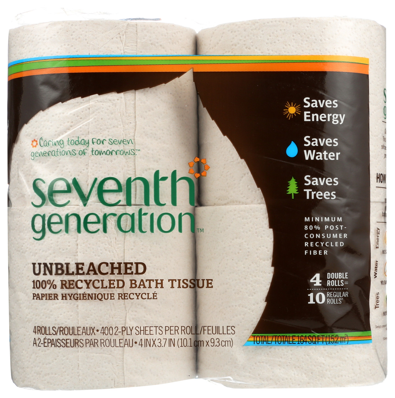 Bath Tissue Unbleached Recycled 2Ply Sheet 4 Count
