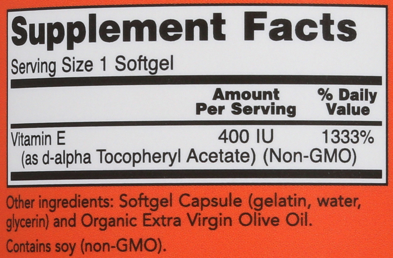 Vitamin E-400 IU D-Alpha Tocopheryl Acetate - 250 Softgels
