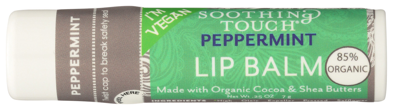 Peppermint Lip Balm, Org, Vegan Peppermint Organic And Vegan .25oz