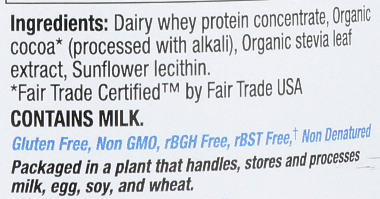 Whey Protein Fair Trade Certified Dark Chocolate Cocoa 12oz