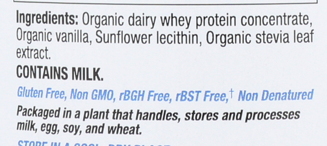 Organic Whey Protein Organic Bourbon Vanilla Grass Fed 12oz