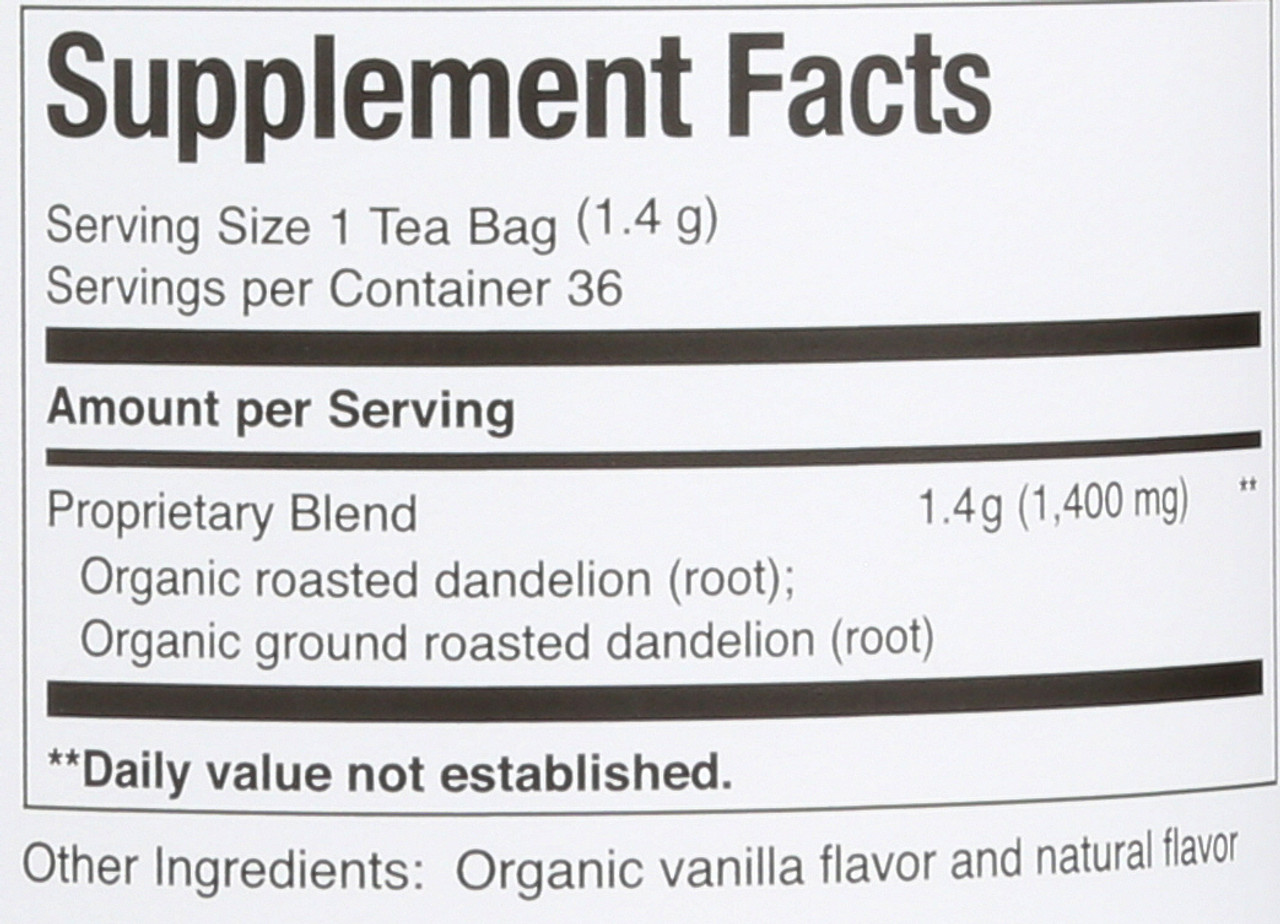 Superherb Tea Dandelion With Vanilla 36 Count
