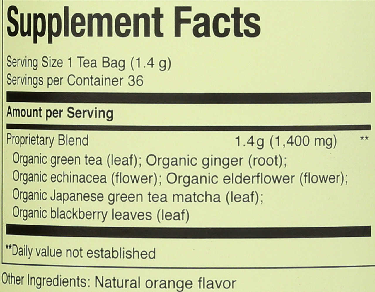 Immunity Supergreen Tea Packaged Tea 36 Count