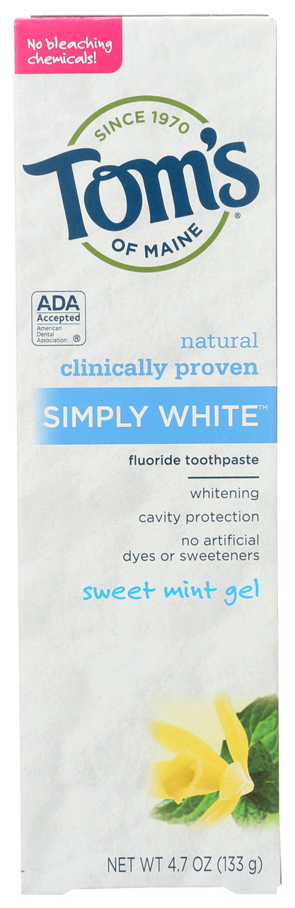 Flouride Toothpaste Simply White Sweet Mint Gel 4.7oz