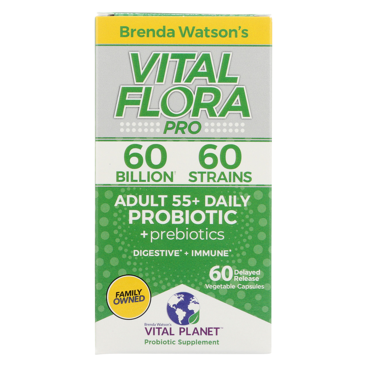 Vital Flora 60/60 Probiotic, Adult 55+, 60Ct Probiotic Human Probiotic 60 Count