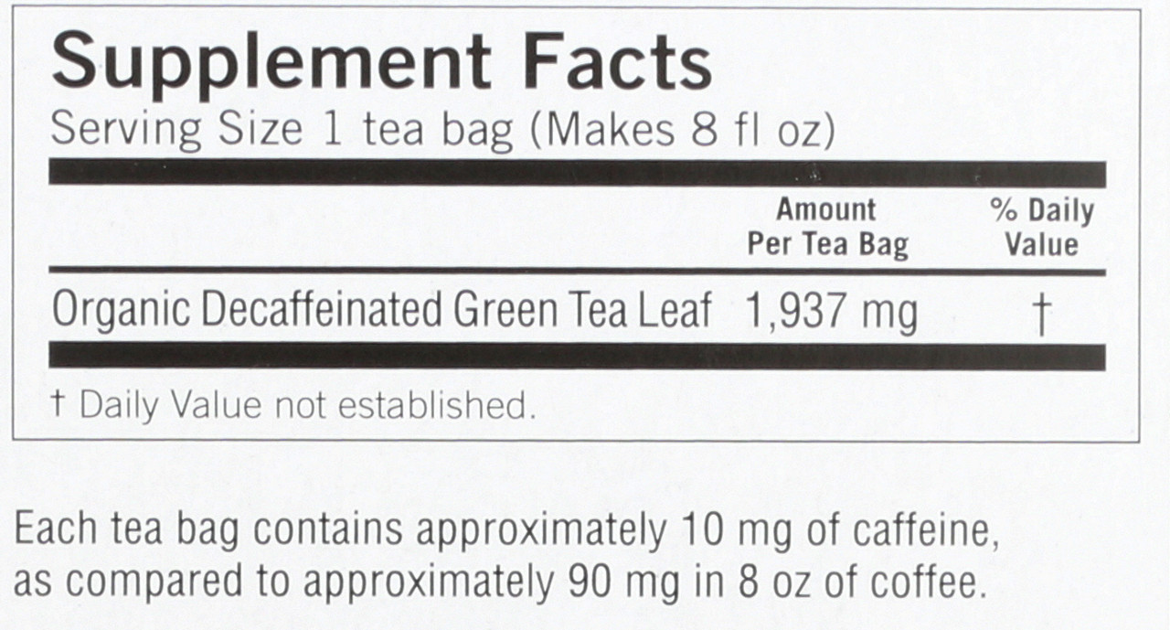 Green Tea Pure Green Decaf Green Tea Herbal 16 Count