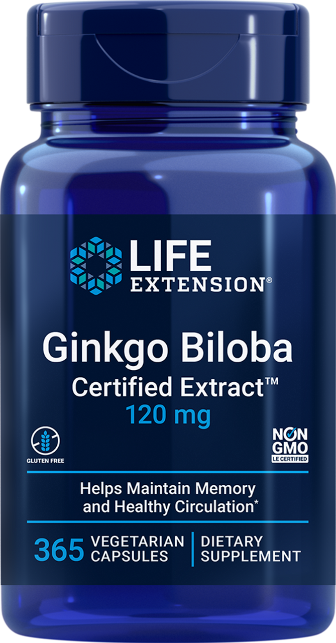 Ginkgo Biloba Certified Extract 120 mg 365 vegetarian capsules