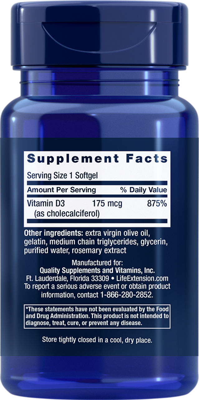 Vitamin D3 175 mcg (7000 IU) 60 softgels