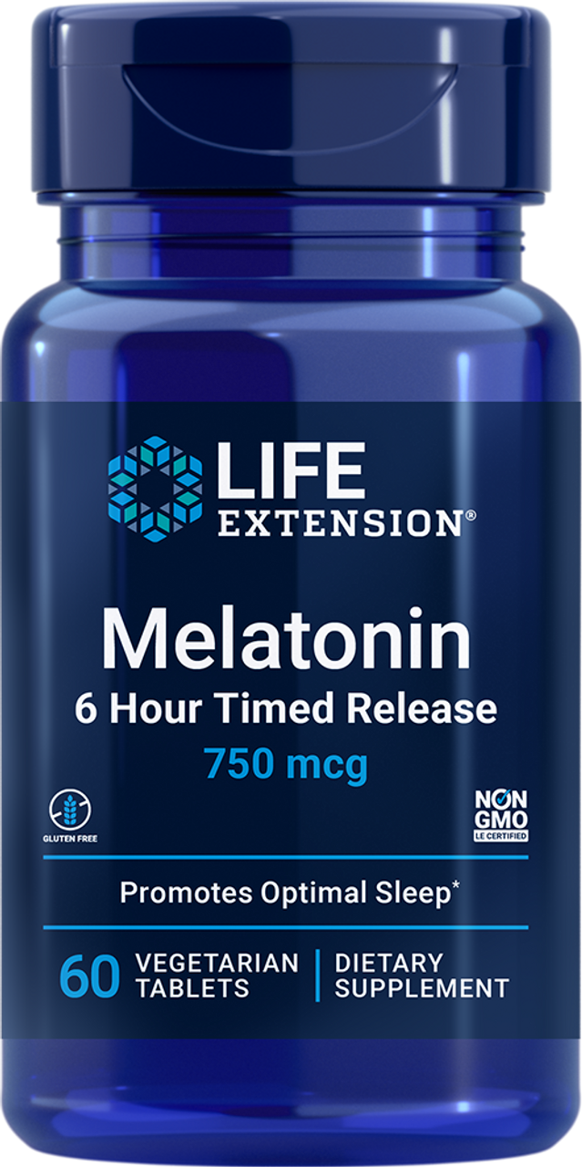 Melatonin 6 Hour Timed Release 750 mcg 60 vegetarian tablets
