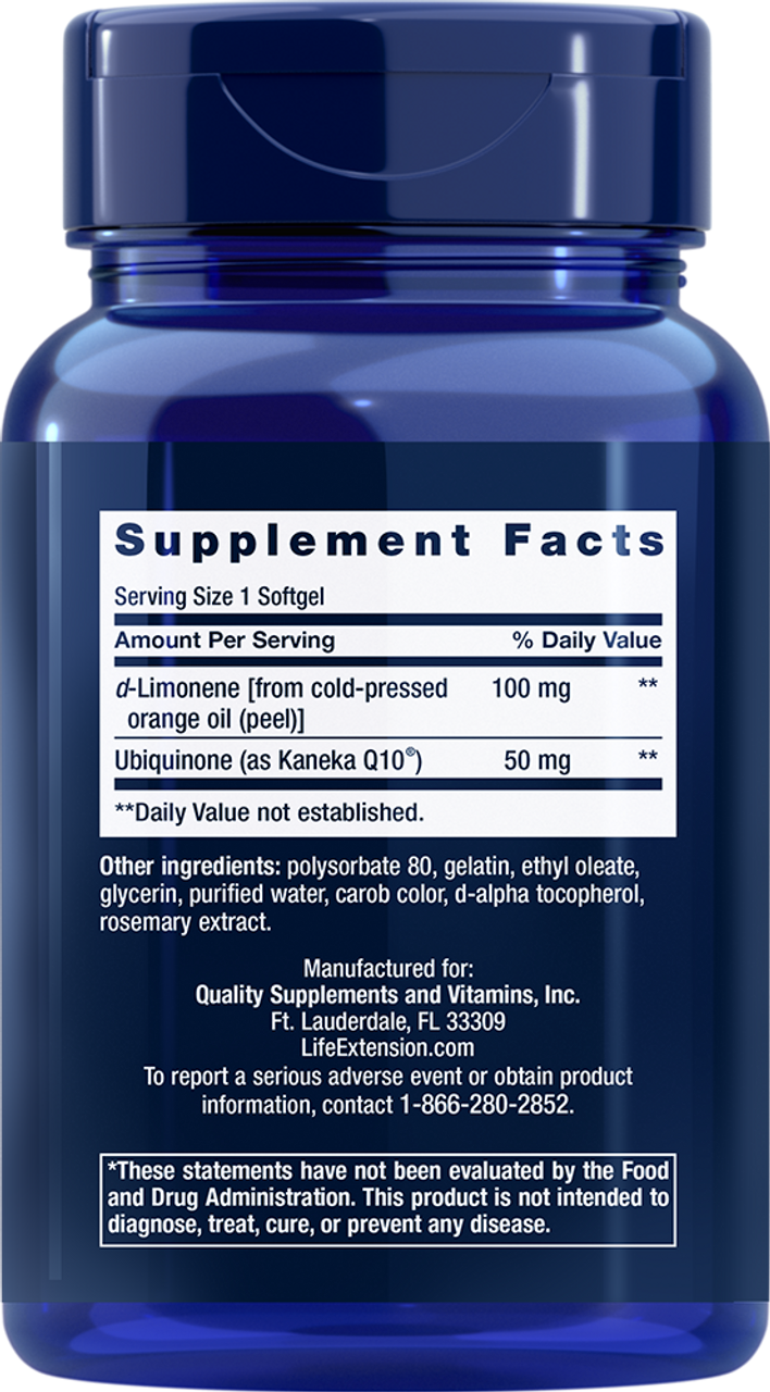 Super-Absorbable CoQ10 (Ubiquinone) with d-Limonene 50 mg 60 softgels