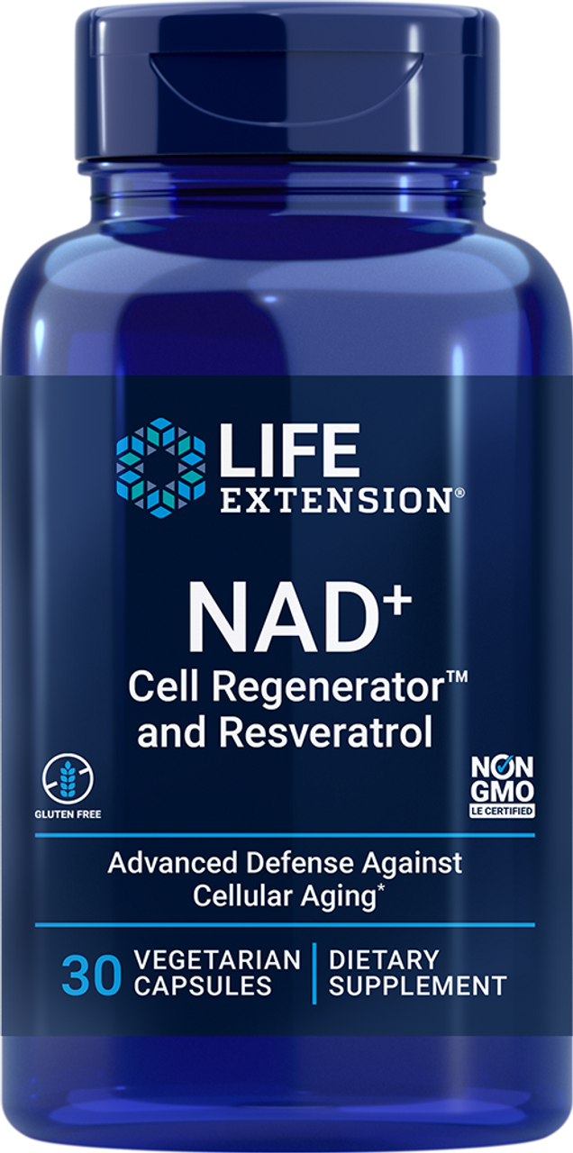 NAD+ Cell Regenerator and Resveratrol 300 mg 30 vegetarian capsules