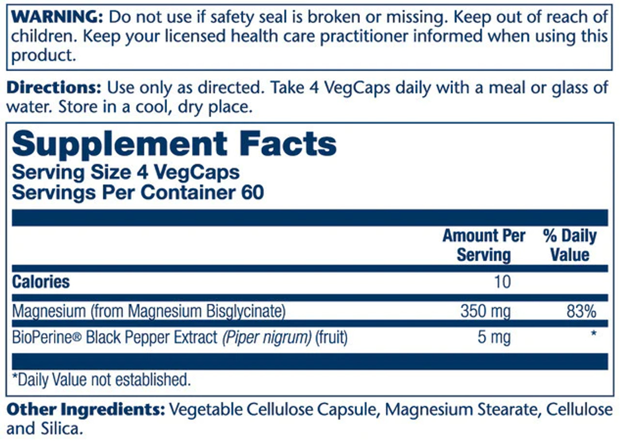 Magnesium Glycinate 350MG  240 Vegetarian Capsules