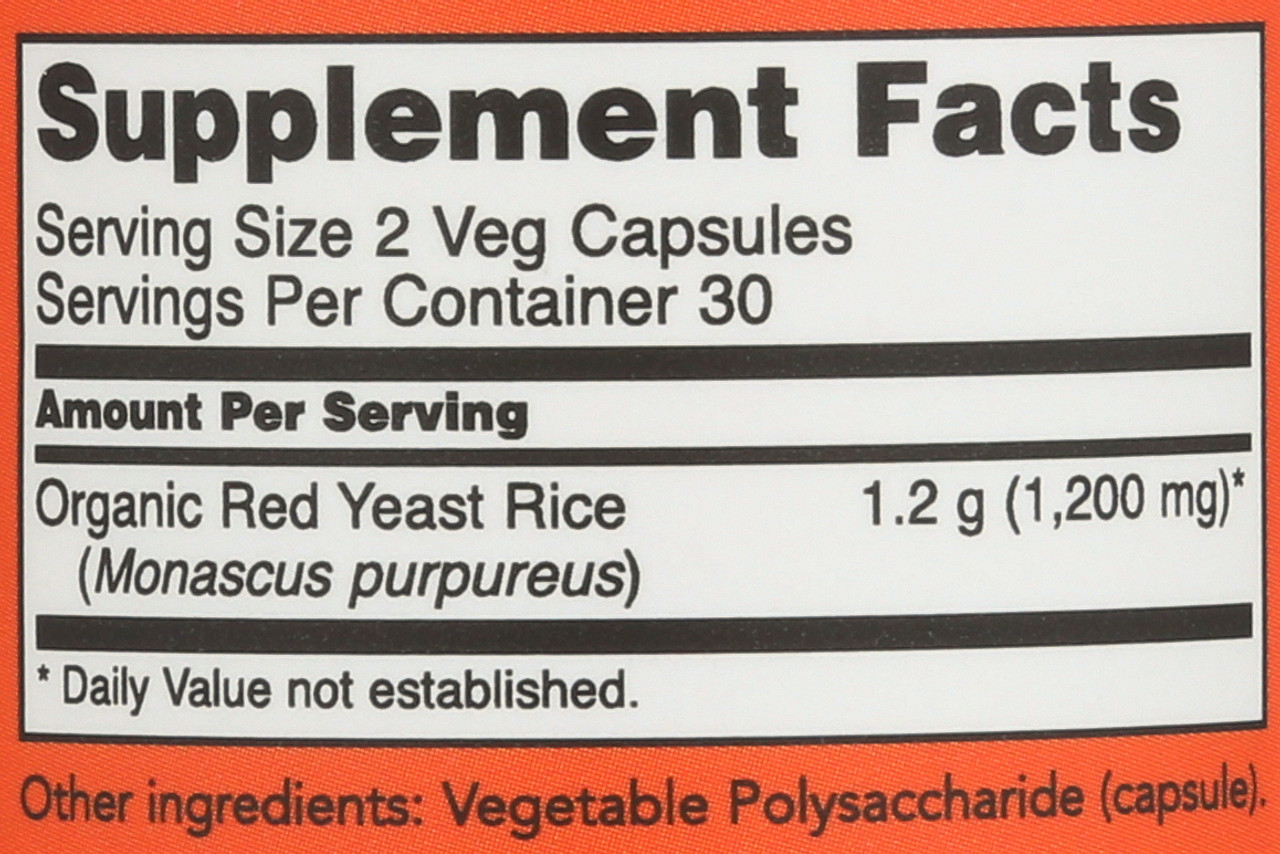 Red Yeast Rice 600 mg - 60 Veg Capsules