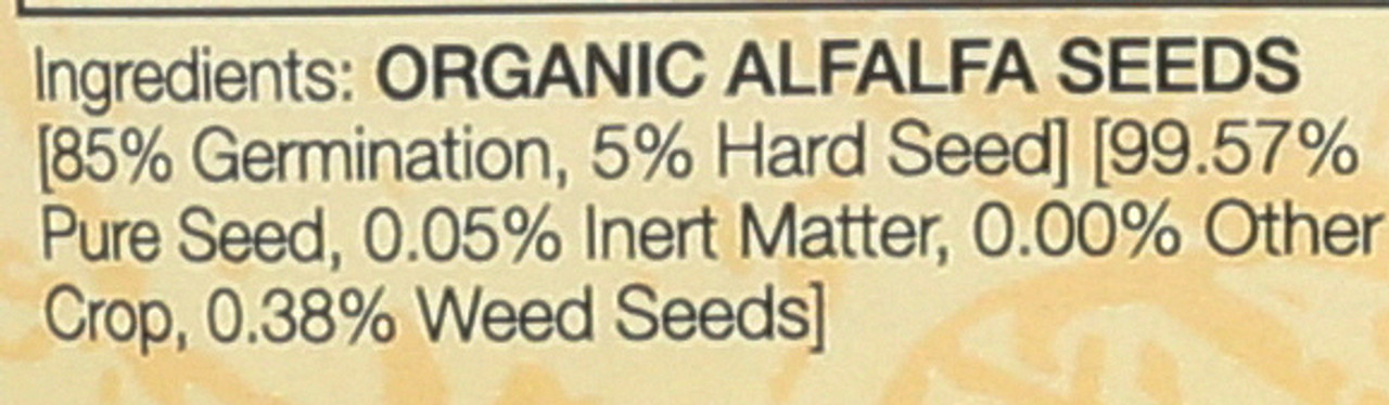 Alfalfa Seeds, Certified Organic - 12 oz.