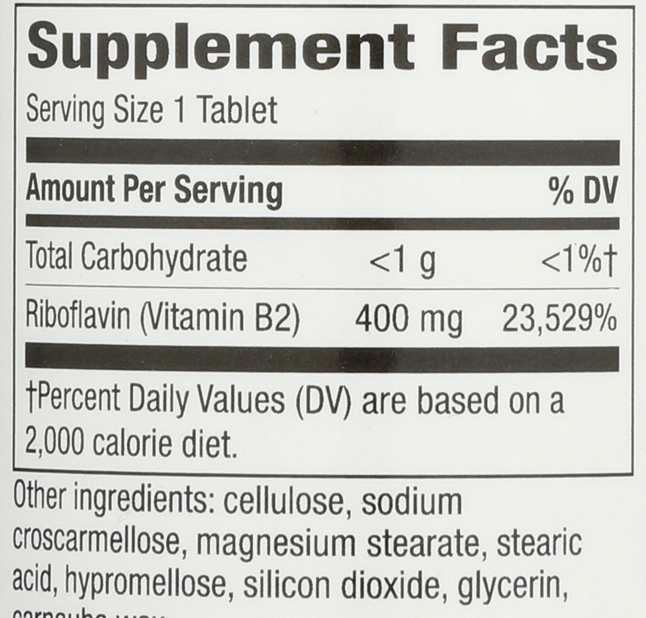 Vitamin B-2 400mg Riboflavin 30 Tablets