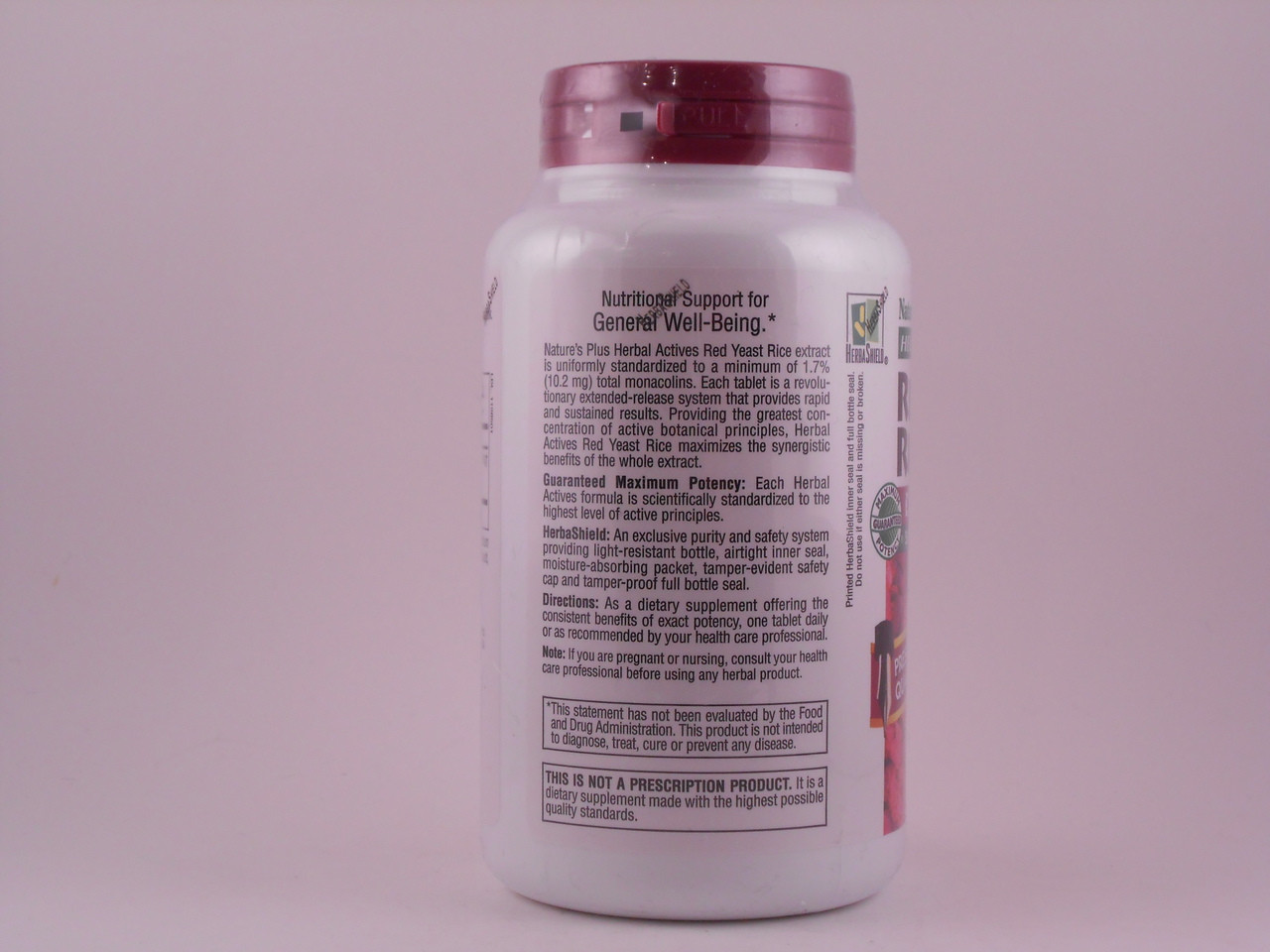 Herbal Actives Extended Release RED Yeast Rice 600mg 60