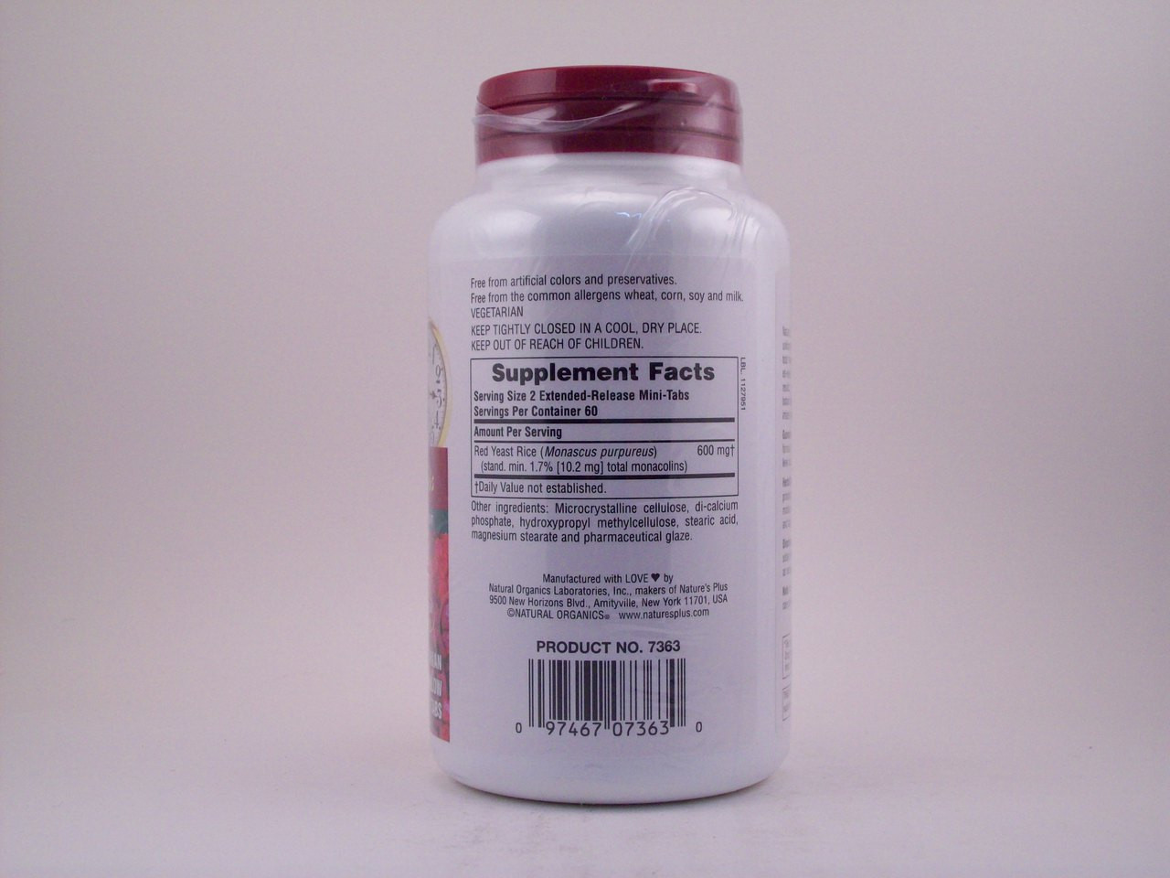 Herbal Actives Extended Release RED Yeast Rice 600mg M/t120