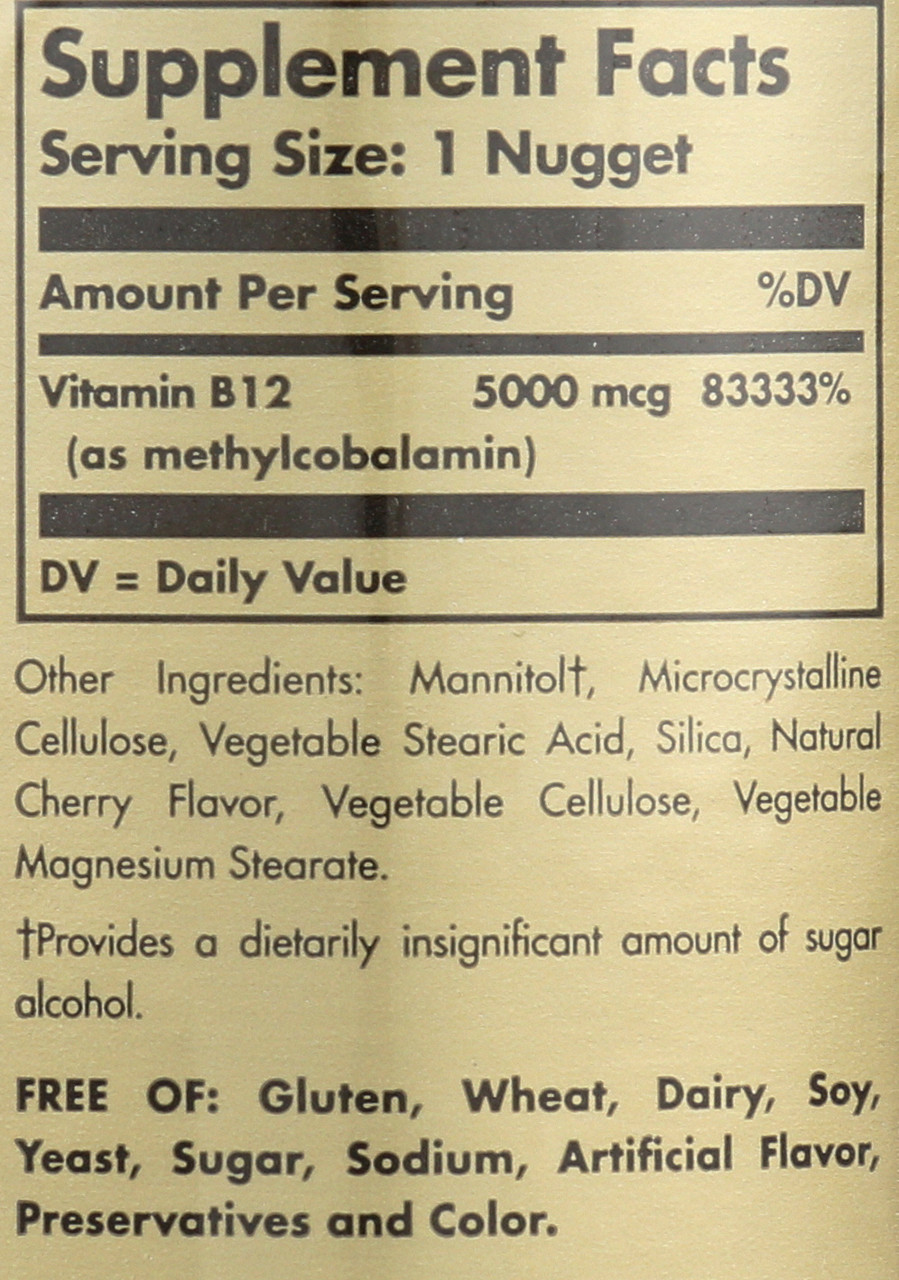 Methylcobalamin Vitamin B12 5000mcg 60 Nuggets