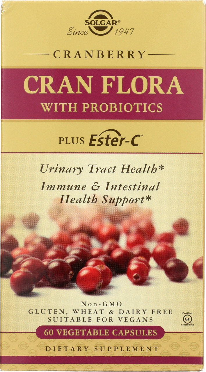 CRAN FLORA with Probiotics Plus Ester-C 60 Vegetable Capsules