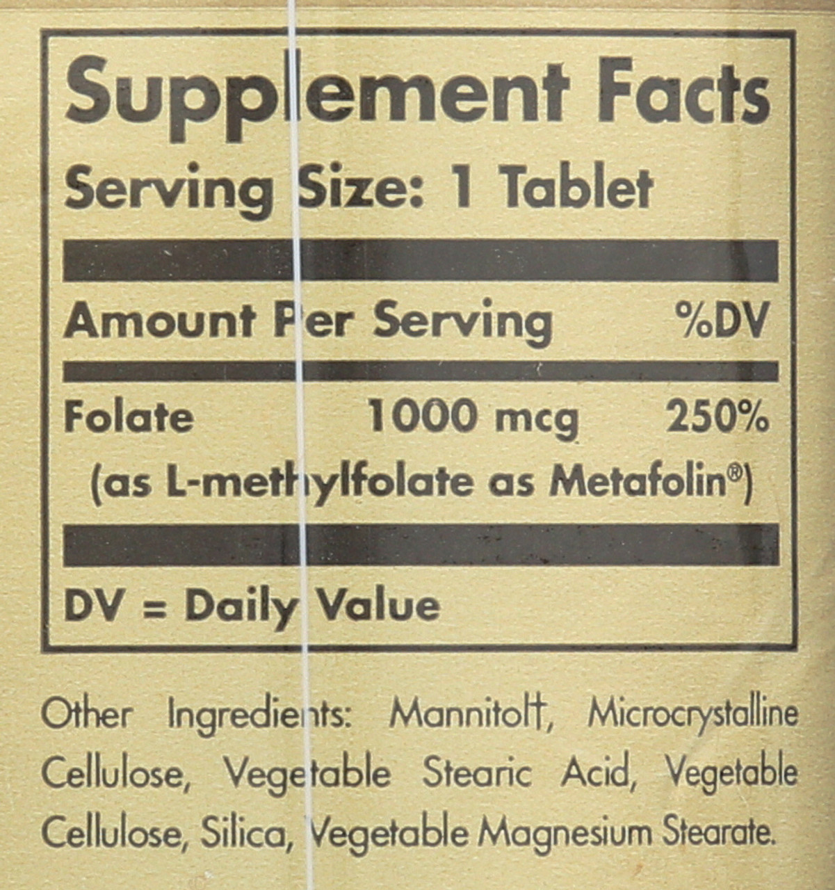 Folate 1000mcg as Metafolin 60 Tablets