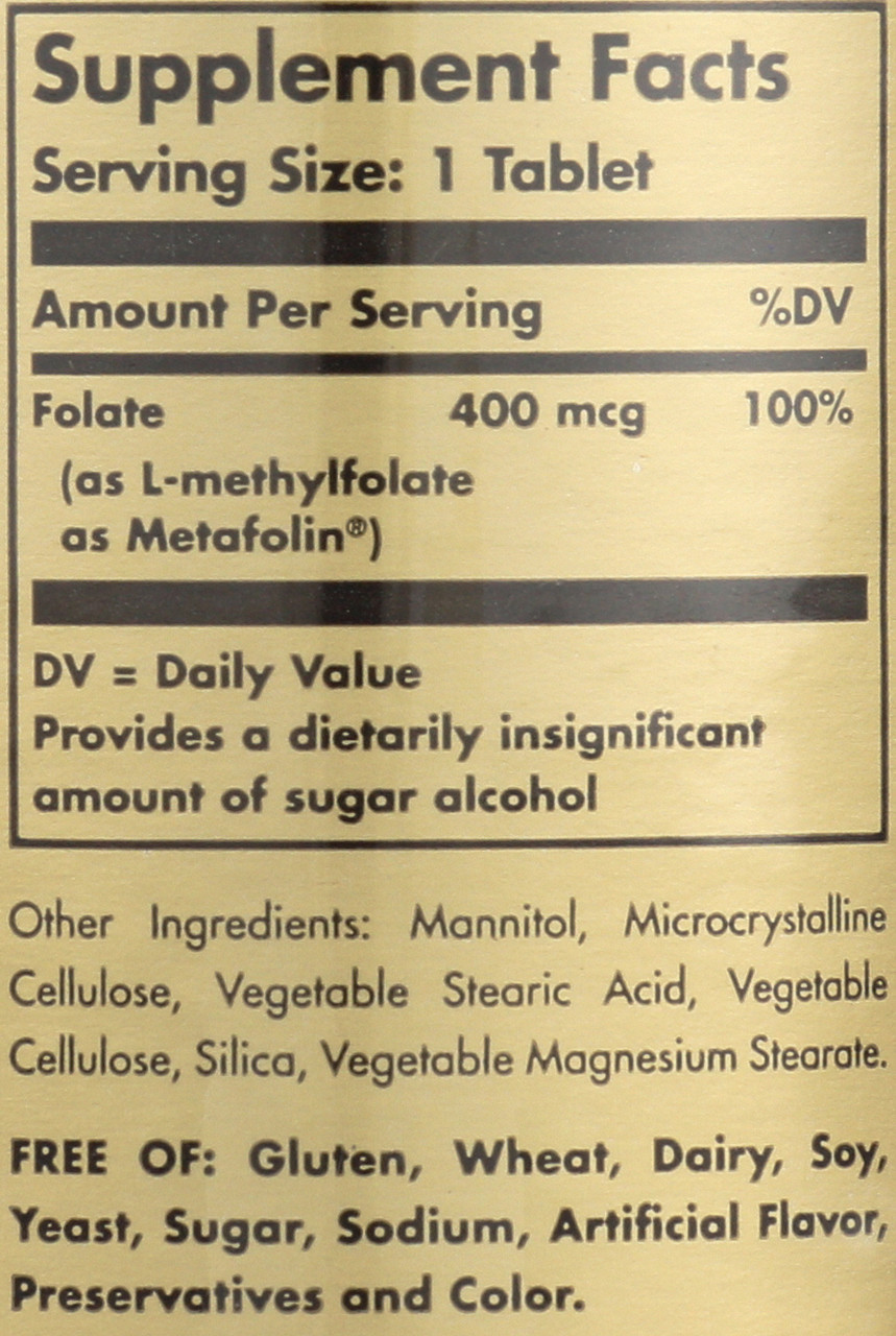 Folate 400mcg as Metafolin 100 Tablets