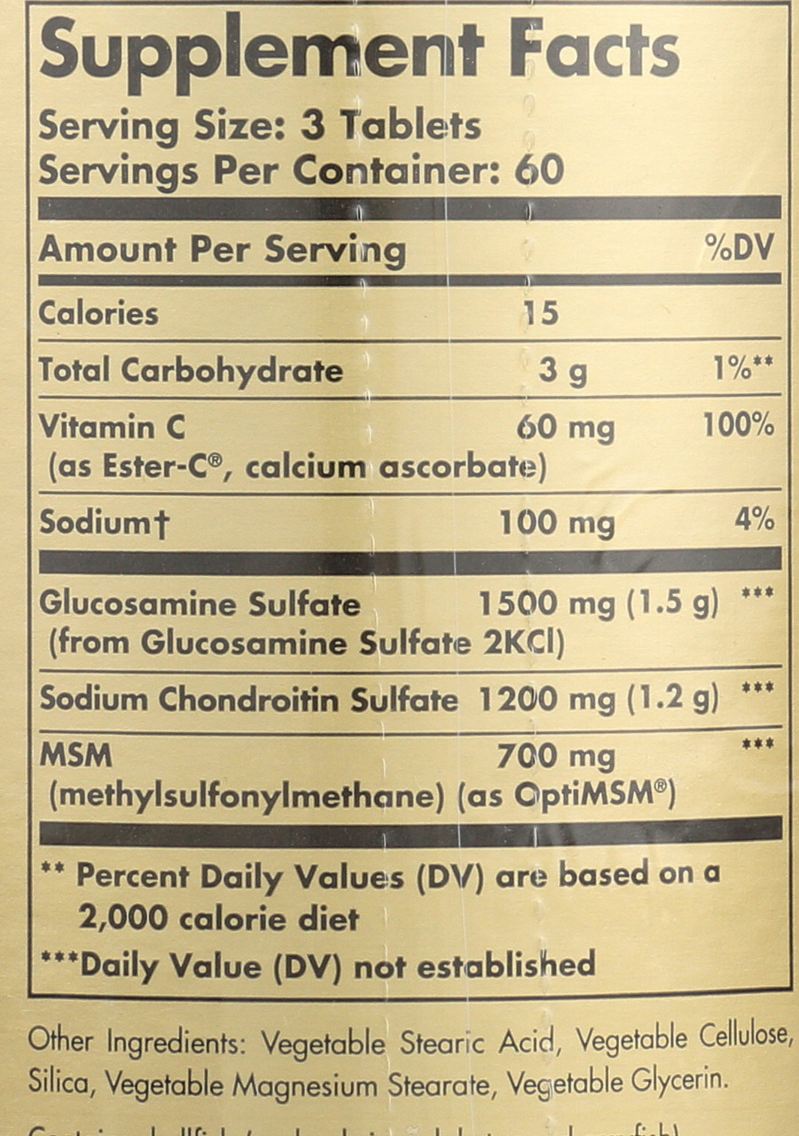 Extra Strength Glucosamine Chondroitin MSM with Ester-C 180 Tablets