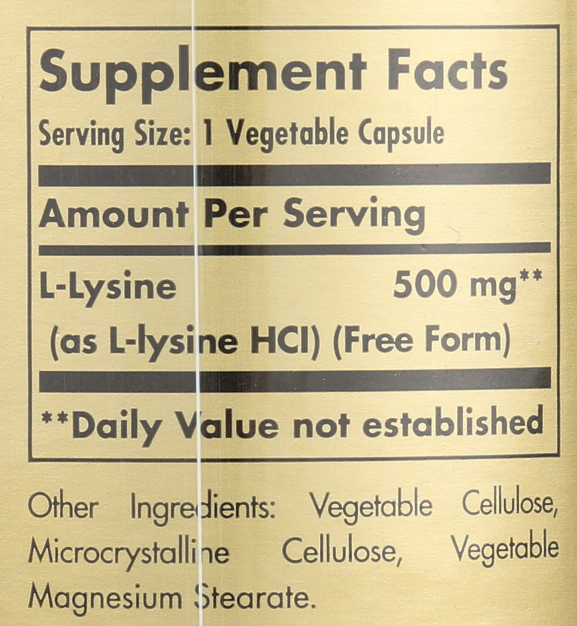 L-Lysine 500mg 100 Vegetable Capsules