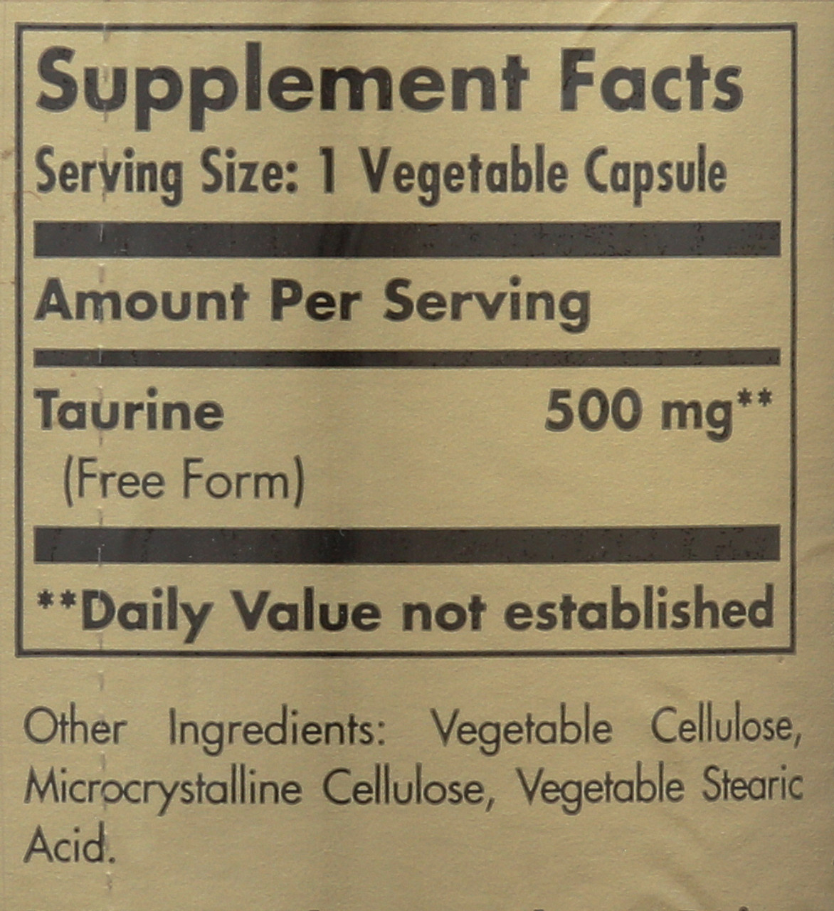 Taurine 500mg 100 Vegetable Capsules