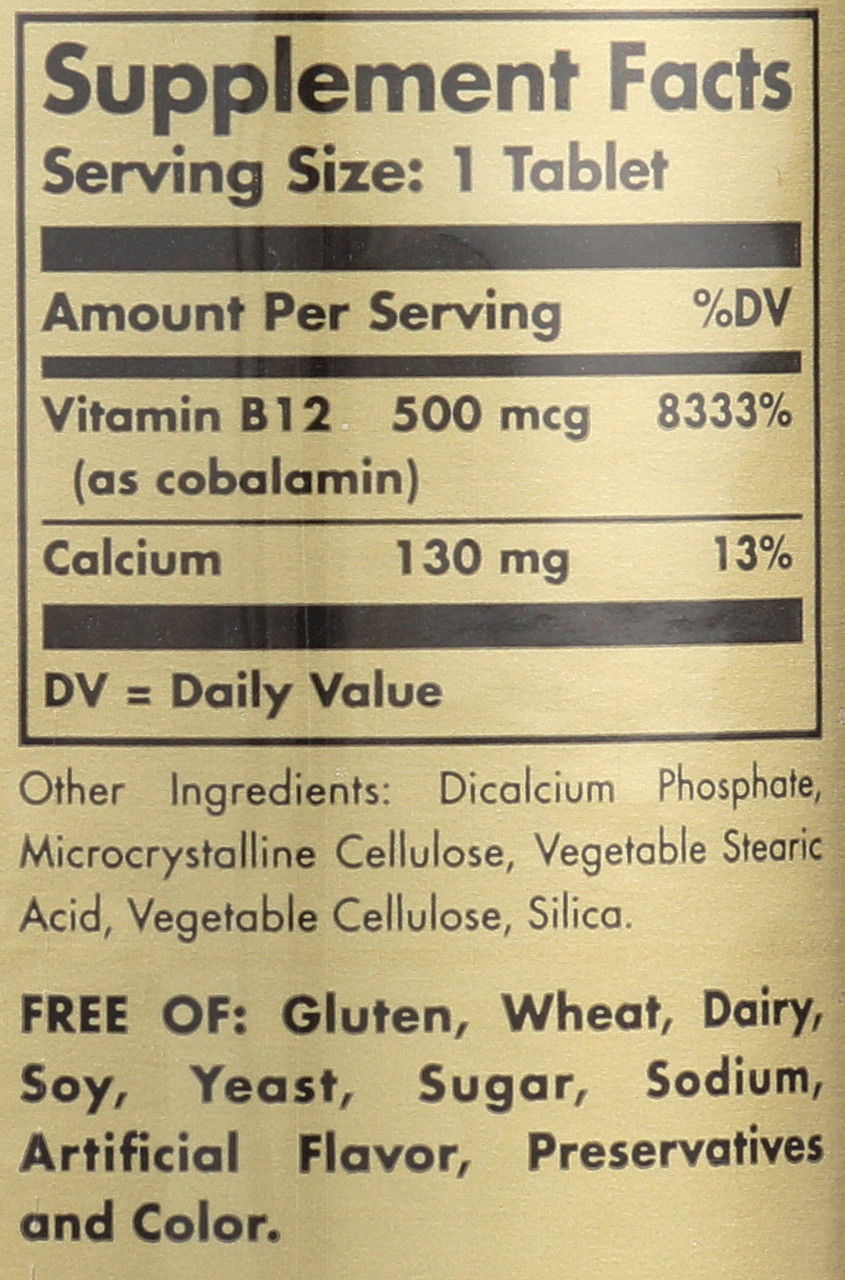 Vitamin B12 500mcg 100 Tablets