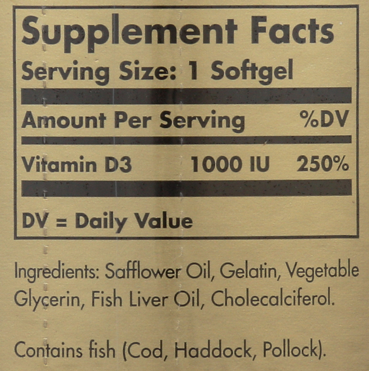 Vitamin D3 Cholecalciferol 1000 IU 100 Softgels